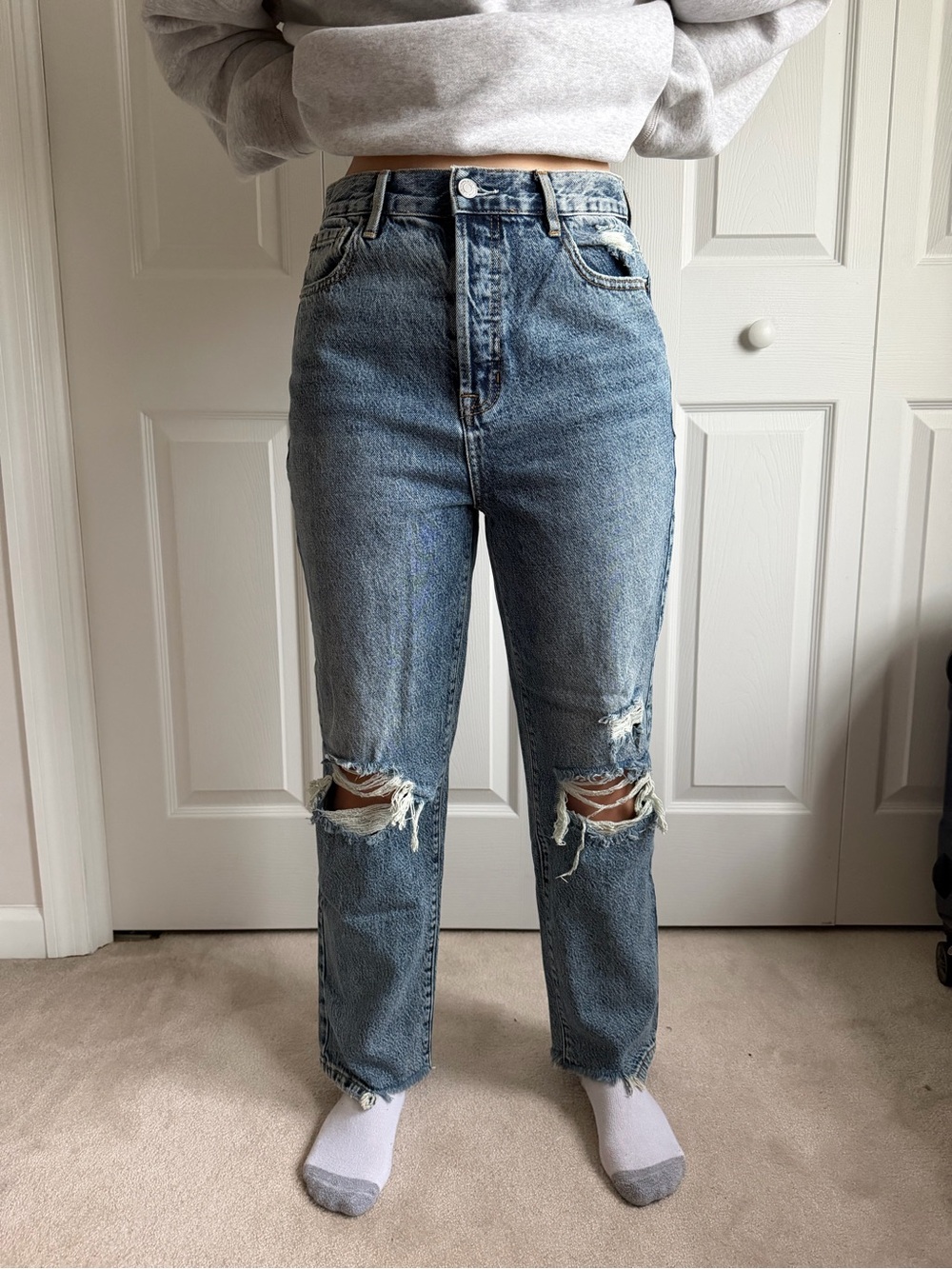 Pacific Sunwear High-Rise Distressed Blue Jeans